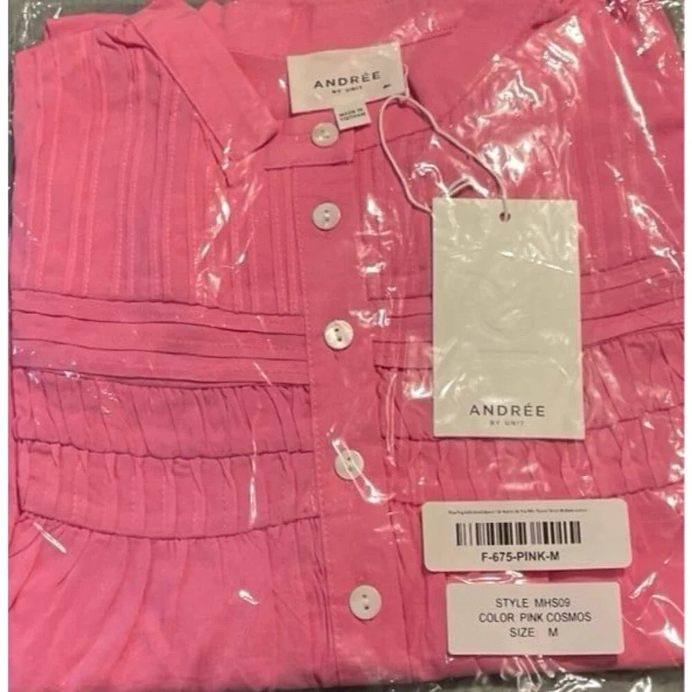 Andree by unit blouse womens size medium pink blouse womens buttondown shirt new